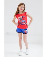 Miraculous Girls Cat Noir Ladybug Dolphin Active Shorts Leggings Tank Top and T-Shirt 4 Piece Outfit Set to