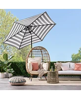 Best Choice Products 10ft Outdoor Steel Striped Market Patio Umbrella w/ Crank, Tilt Push Button, 6 Ribs