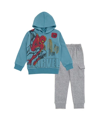 Marvel Boys Avengers Spider-Man Fleece Pullover Hoodie and Jogger Pants Outfit Set to (2T