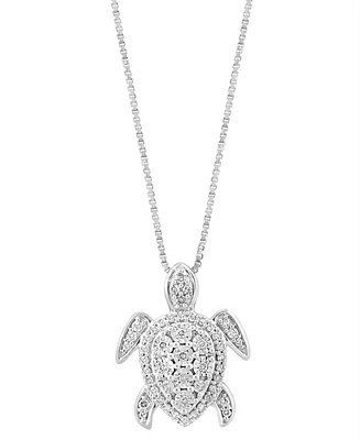 Effy Diamond Sea Turtle 18" Pendant Necklace (1/4 ct. t.w.) in Sterling Silver