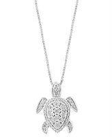 Effy Diamond Sea Turtle 18" Pendant Necklace (1/4 ct. t.w.) in Sterling Silver