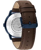 Tommy Hilfiger Men's Automatic Brown Leather Strap Watch 43mm
