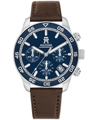 Tommy Hilfiger Men's Chronograph Brown Leather Strap Watch 41mm