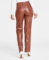 I.n.c. International Concepts Women's Faux-Leather Embossed Straight Pants, Created for Macy's