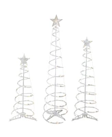 Northlight 3' 4' and 6' Lighted Warm White Outdoor Spiral Christmas Cone Trees Set of 3 Led