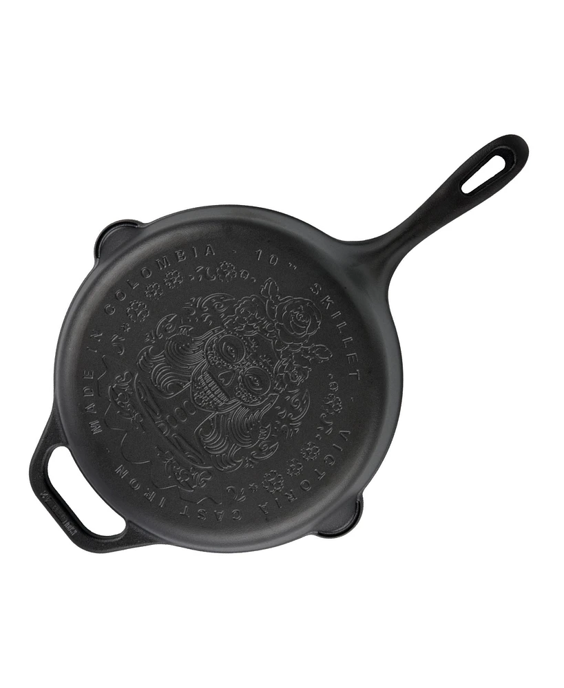 Victoria Cast Iron 10" Skillet with Helper Handle