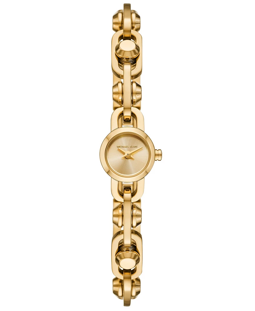 Michael Kors Women's Mk Astor Link Two-Hand Gold-Tone Stainless Steel Watch 14mm