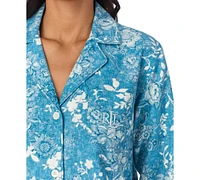 Lauren Ralph Women's Floral Notched-Collar Pajama Set