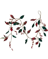 Northlight 5' Plaid Holly with Jingle Bells Christmas Garland - Unlit