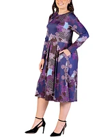 24seven Comfort Apparel Plus Size Midi Length Dress with Pockets