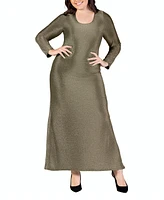 24seven Comfort Apparel Plus Size Long Sleeve Maxi Dress