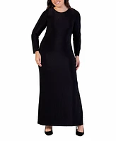 24seven Comfort Apparel Plus Long Sleeve Shimmery Maxi Dress