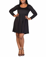 24seven Comfort Apparel Plus Long Sleeve Knee Length Dress