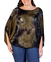 24seven Comfort Apparel Plus Tie Dye Relaxed Fit Top