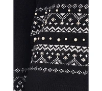 CeCe Women's Embellished Fair Isle Sweater