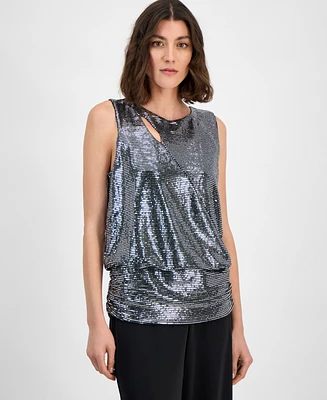 I.n.c. International Concepts Women's Sequined Keyhole Top, Exclusively at Macy's