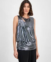 I.n.c. International Concepts Women's Sequined Keyhole Top, Exclusively at Macy's