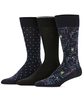 Perry Ellis Portfolio Men's 3-Pack Cocktail and Dot Print Dress Socks