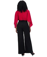 Jessica Howard Petite Colorblocked Rhinestone-Trim Jumpsuit