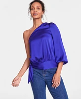 I.n.c. International Concepts Women's Satin One-Shoulder Side-Tie Blouse, Created for Macy's