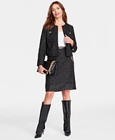 I.n.c. International Concepts Women's Cropped Tweed Jacket, Created for Macy's