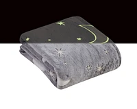 GoodGram Space Adventures Stars & Moons Glow In The Dark Ultra Soft & Plush Fleece Accent Throw Blanket - 50 In. X 60 In.