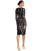 Betsy & Adam Women's Sequin Embellished Long-Sleeve Sheath Dress