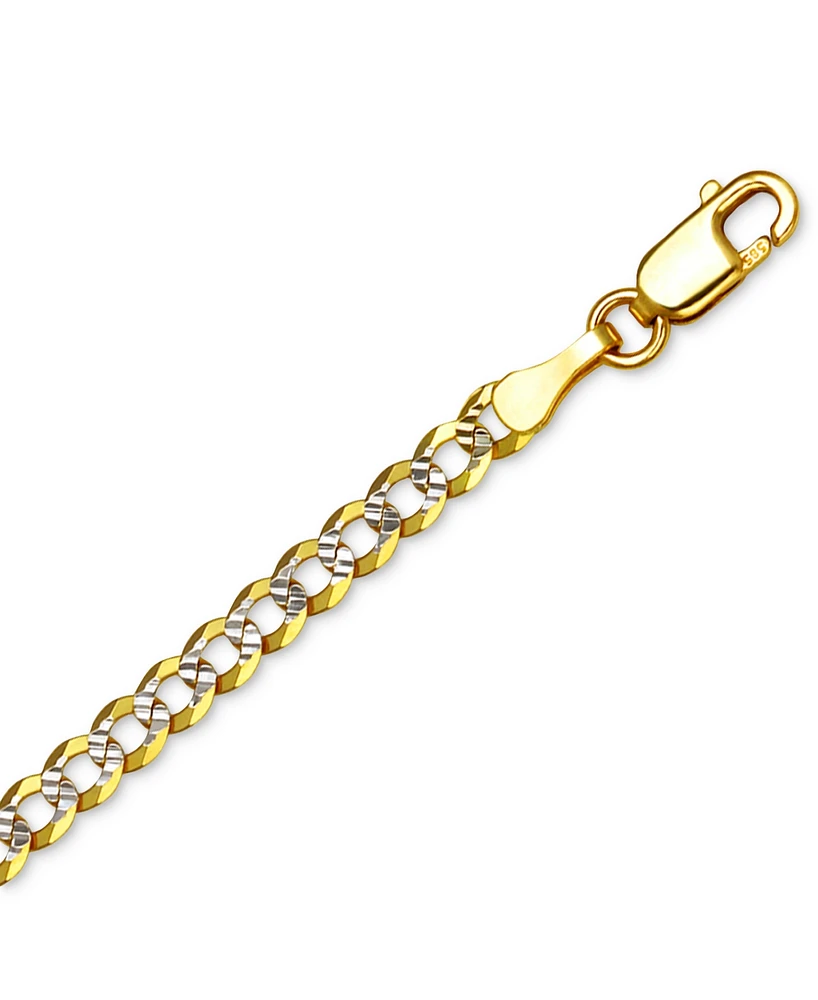 18" Two-Tone Open Curb Link Chain Necklace (3-1/6mm) in Solid 14k Gold & White Gold - Two