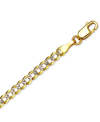 18" Two-Tone Open Curb Link Chain Necklace (3-1/6mm) in Solid 14k Gold & White Gold