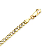 18" Two-Tone Open Curb Link Chain Necklace (3-1/6mm) in Solid 14k Gold & White Gold - Two