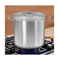 NutriChef Stainless Steel Cookware Stockpot - 35 Quart, Heavy Duty Induction Pot, Soup Pot With Stainless Steel Lid