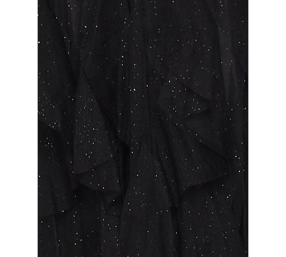 B Darlin Juniors' Scoop-Neck Fit & Flare Mini Glitter Dress