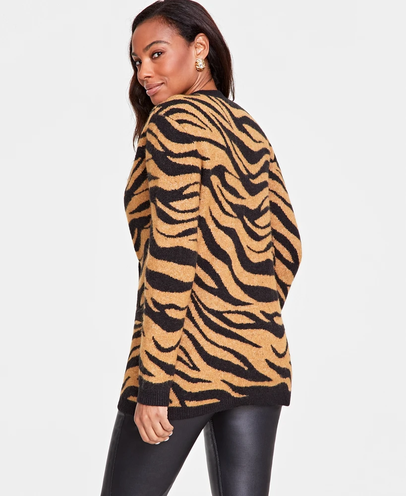 I.n.c. International Concepts Women's Zebra Jacquard Cardigan, Created for Macy's