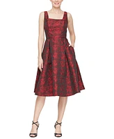 Alex Evenings Women's Square-Neck Jacquard Fit & Flare Dress