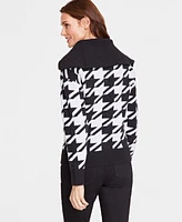 I.n.c. International Concepts Women's Houndstooth Quarter-Zip Sweater, Created for Macy's