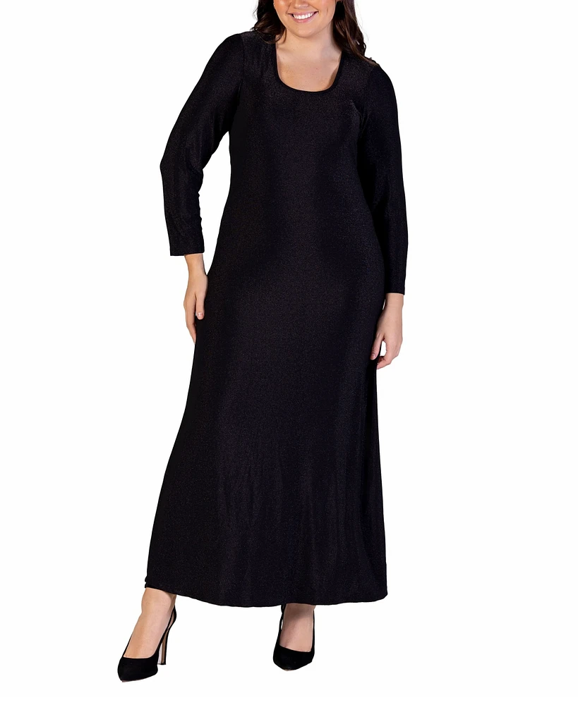 24seven Comfort Apparel Plus Long Sleeve Maxi Dress