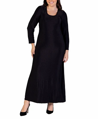 24seven Comfort Apparel Plus Long Sleeve Maxi Dress