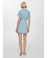 Mango Women's Belted Denim Dress