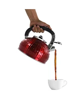 MegaChef 3 Quart Stovetop Whistling Kettle in Red