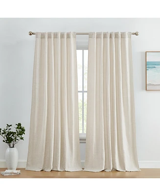 Hlc.me Easton Jacquard Slub Texture - Privacy Curtains with Back Tab Rod Pocket Lightweight Window Curtains Panels