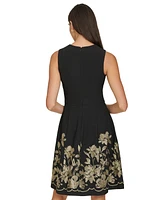 Calvin Klein Petite Embroidered-Skirt Fit & Flare Dress