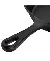 Megachef 8 Inch Round Preseasoned Cast Iron Frying Pan in Black