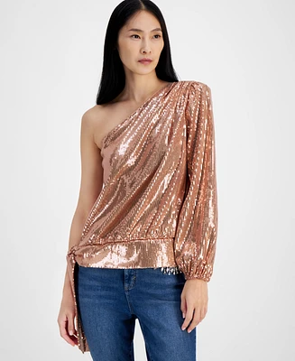 I.n.c. International Concepts Women's One-Shoulder Sequined Top, Exclusively at Macy's