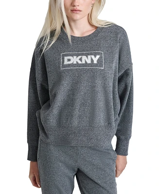 Dkny Sport Women's Rhinestone Crewneck Fleece Sweatshirt