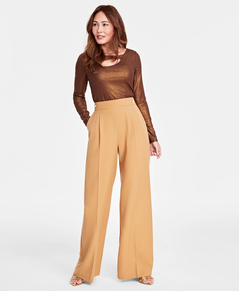 I.n.c. International Concepts Women's High-Rise Button Trousers, Created for Macy's