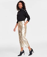 I.n.c. International Concepts Women's Metallic Straight-Leg Pants, Created for Macy's