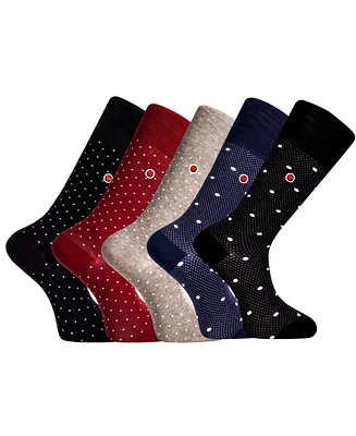 Love Sock Company Men's Luxury Cotton Mid-Calf Patterned Dress Socks with Seamless Toe. Business Bundle Sock, Pack Of 5