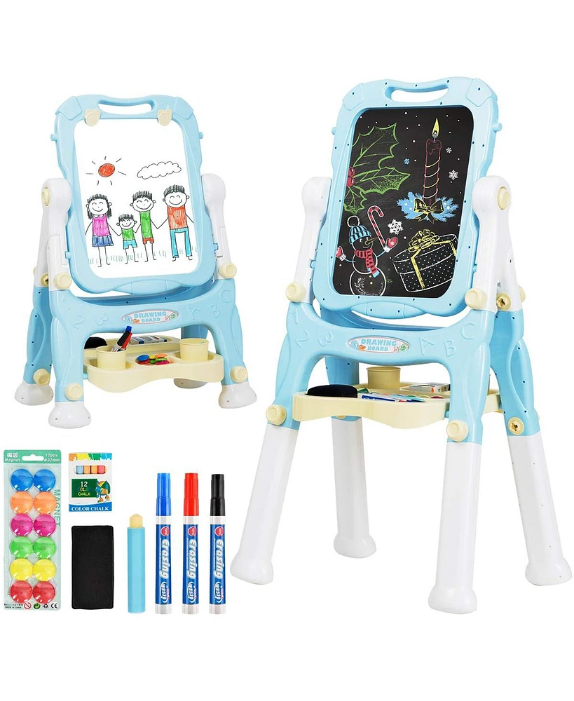 Sugift Kids Height Adjustable Double Side Magnetic Art Easel