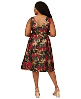 Adrianna Papell Plus Floral Jacquard Sleeveless Fit & Flare Dress