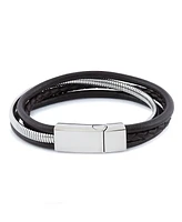 Rhona Sutton Stainless Steel Multi Leather and Chain Bracelet